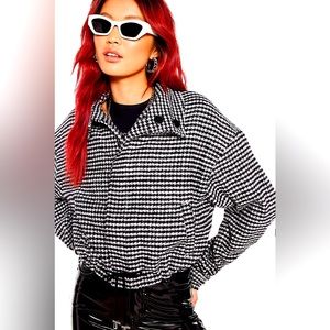 Nasty Gal - Houndstooth Faux Wool Relaxed Jacket